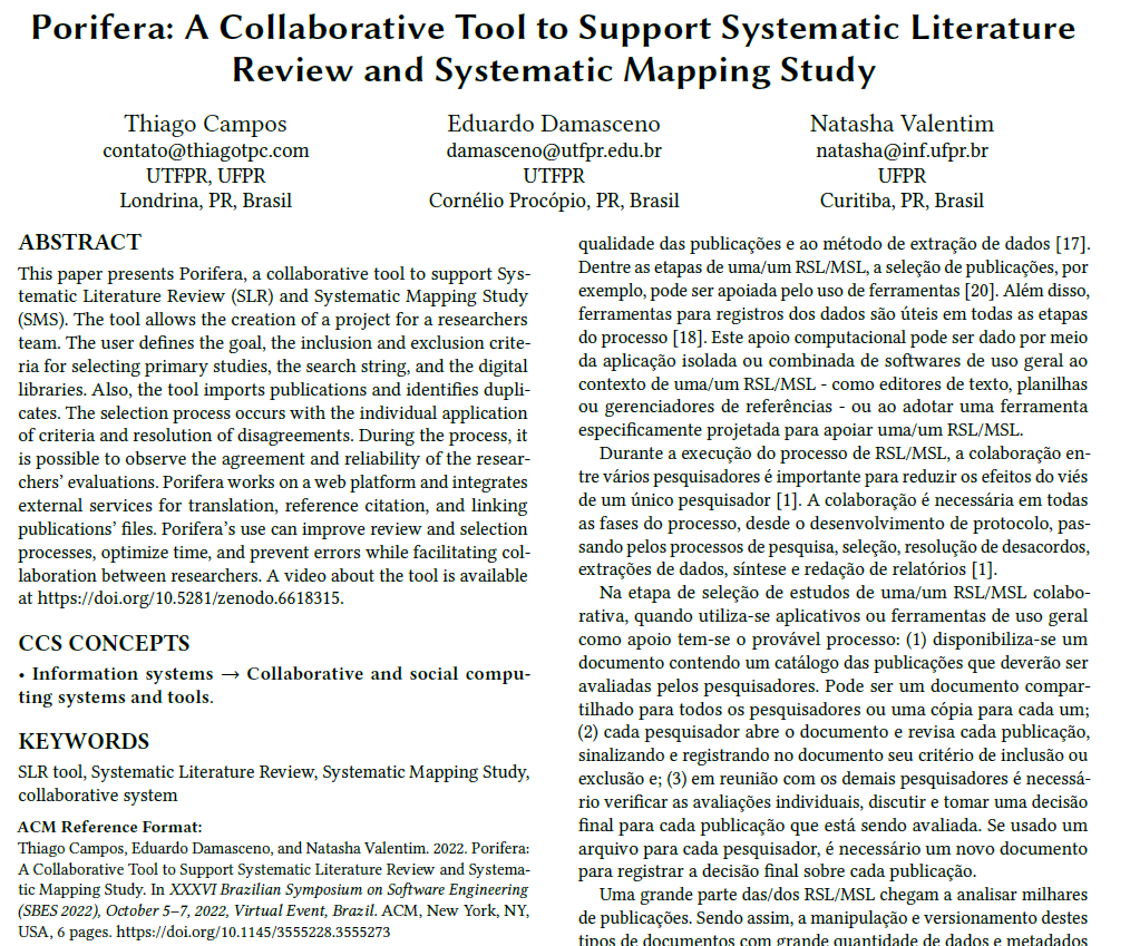 cover of SBES 2022 paper